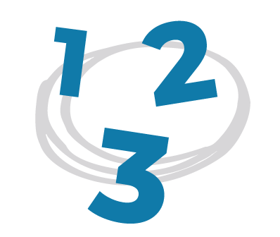 Payroll, Pension and CIS software symbolised by the numbers 1, 2 and 3.