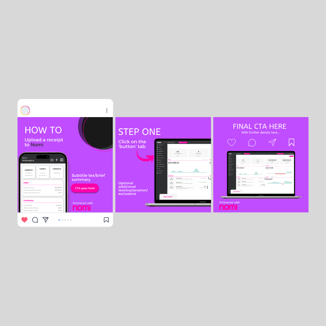 Nomi Marketing Assets How-To Post Slider, Purple