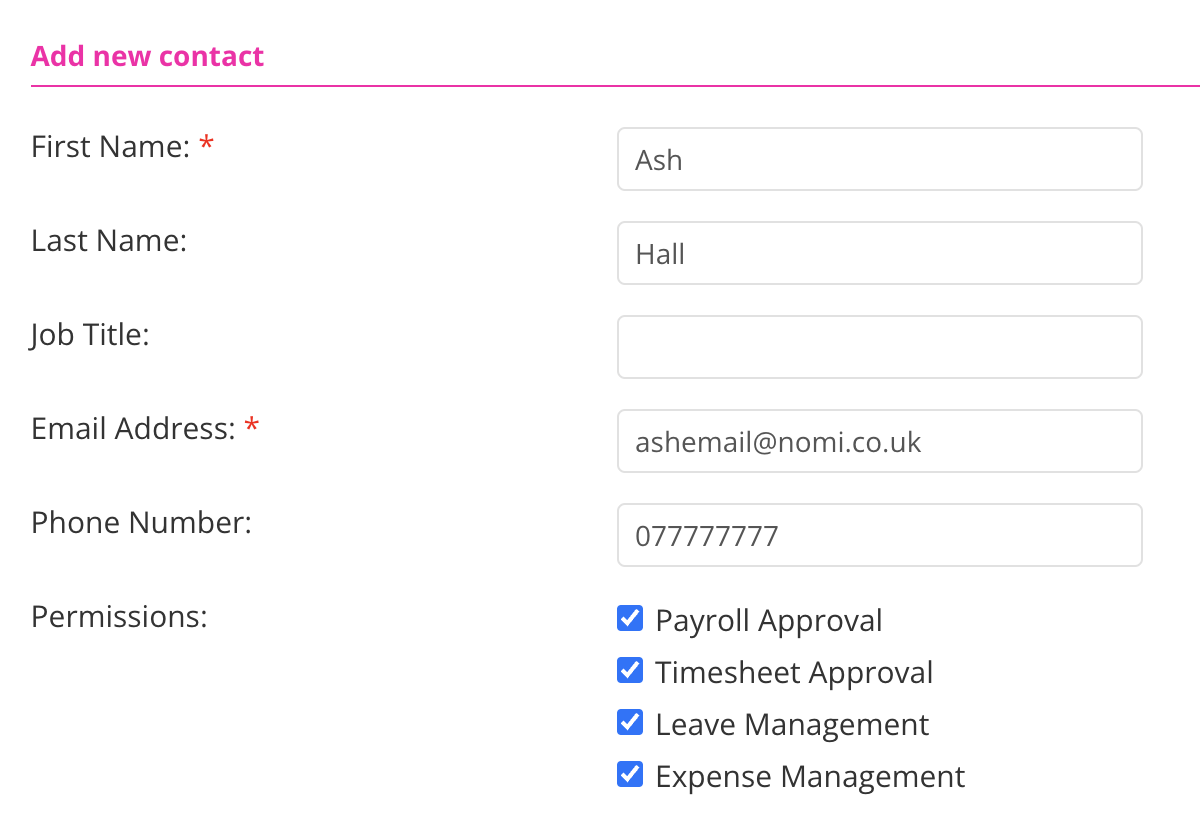 Nomi Payroll Main Contact Roles