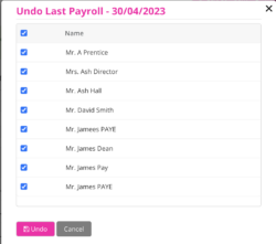 Undo single employee payroll