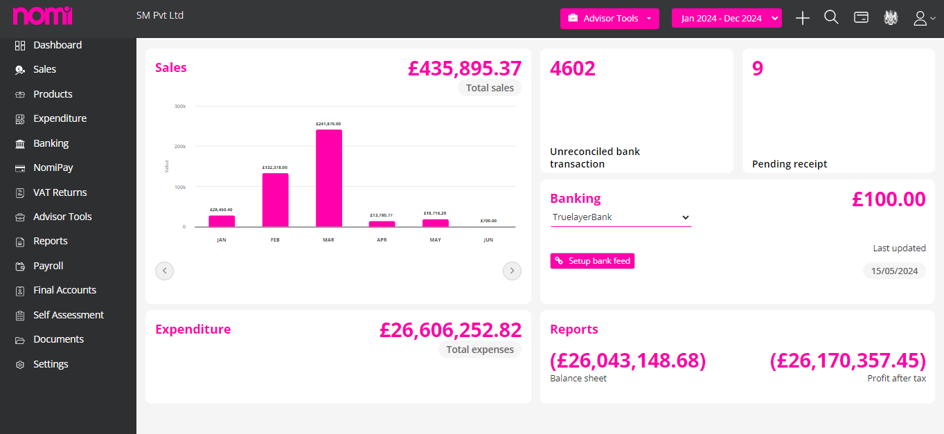 Bookkeeping Dashboard